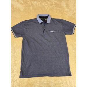 CACTUS MAN Ricky Singh Mens Blue Heathered Polo Shirt Short Sleeve Size M